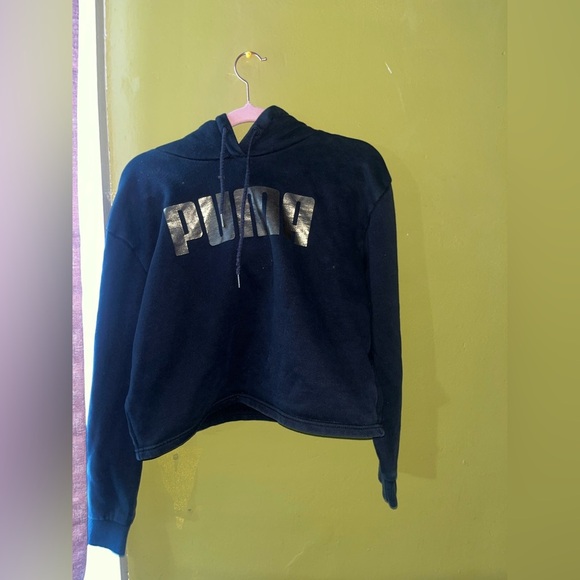 PUMA Kids Hoodie in Black with Silver Logo - Picture 3 of 4